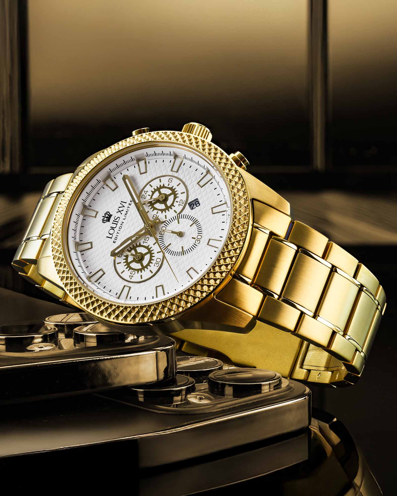 Mirage 3301 Chronograph Gold White - Image 3